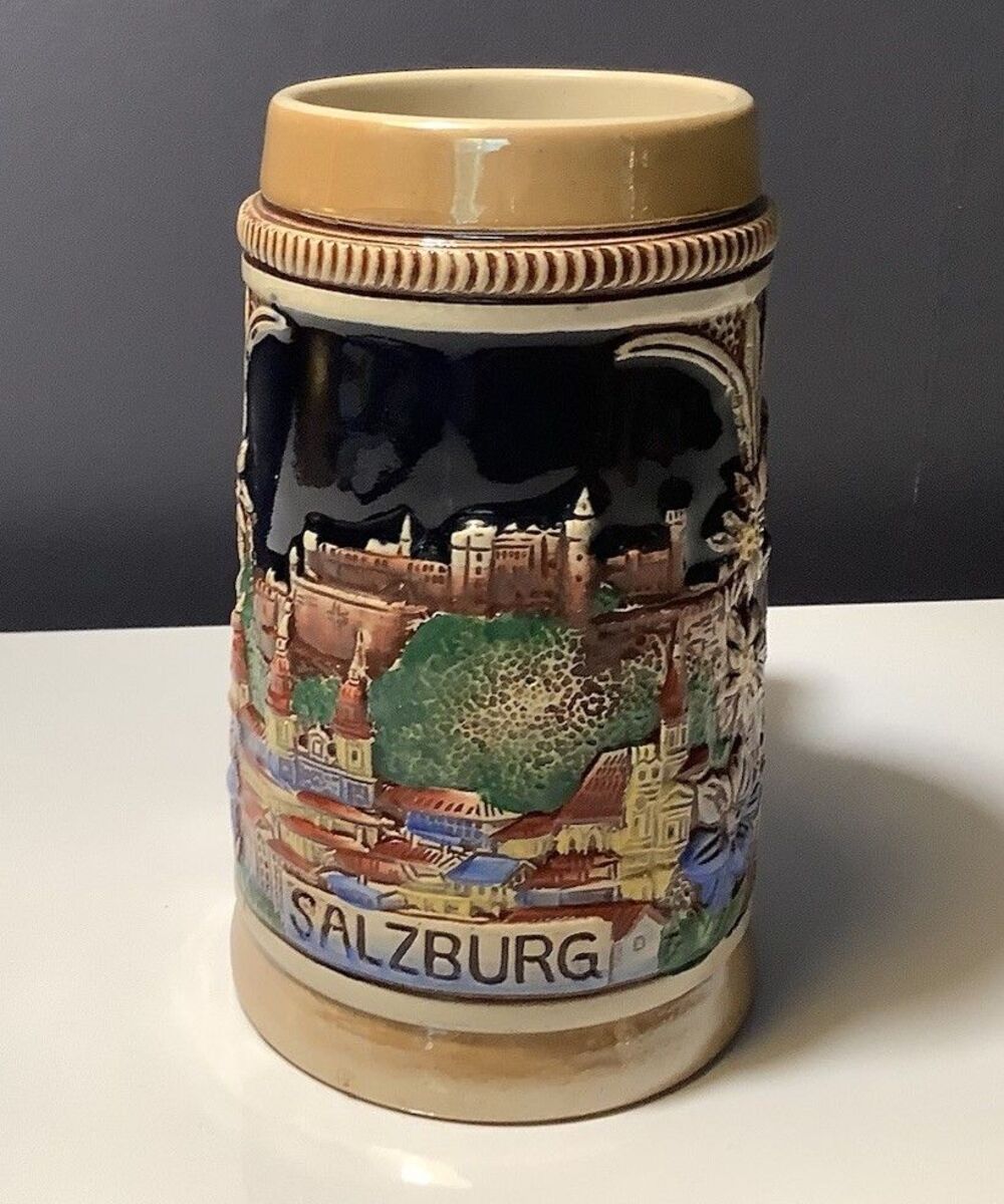 Original King Werk Vintage Salzburg Town Souvenir Beer Stein Mug Scenic Tourist